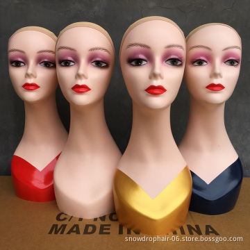 Cheap mannequin heads white glossy custom with removable eyelids beautiful realistic wig display mannequin head with make up